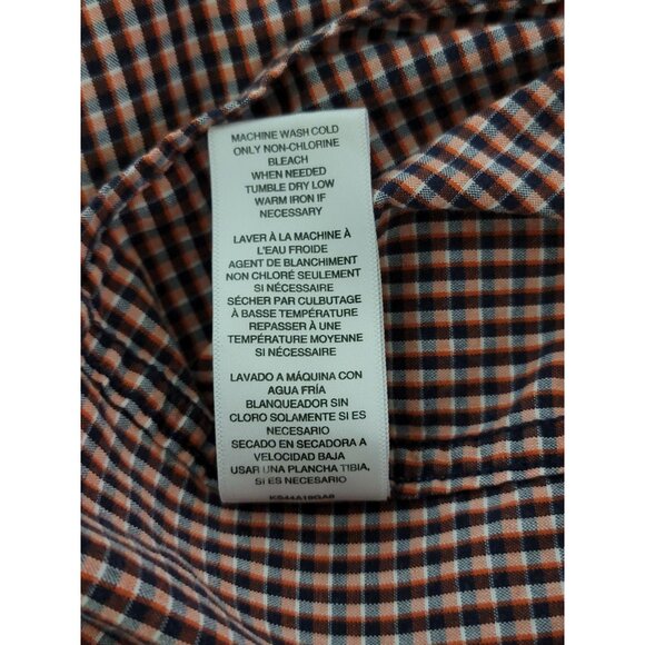 Michael Michael Kors Mens Long Sleeve Button-Down Shirt Orange & Navy Gingham - Picture 6 of 6
